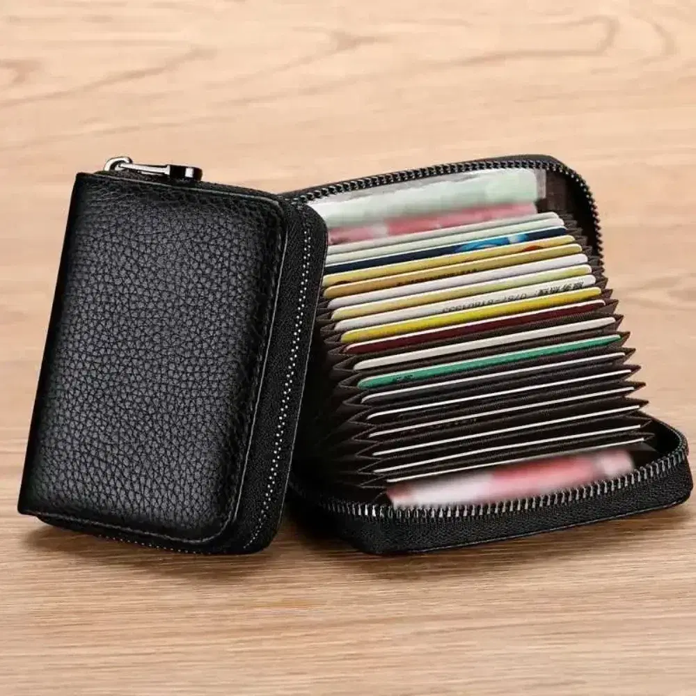 Leather Zipper Card Holder Wallet