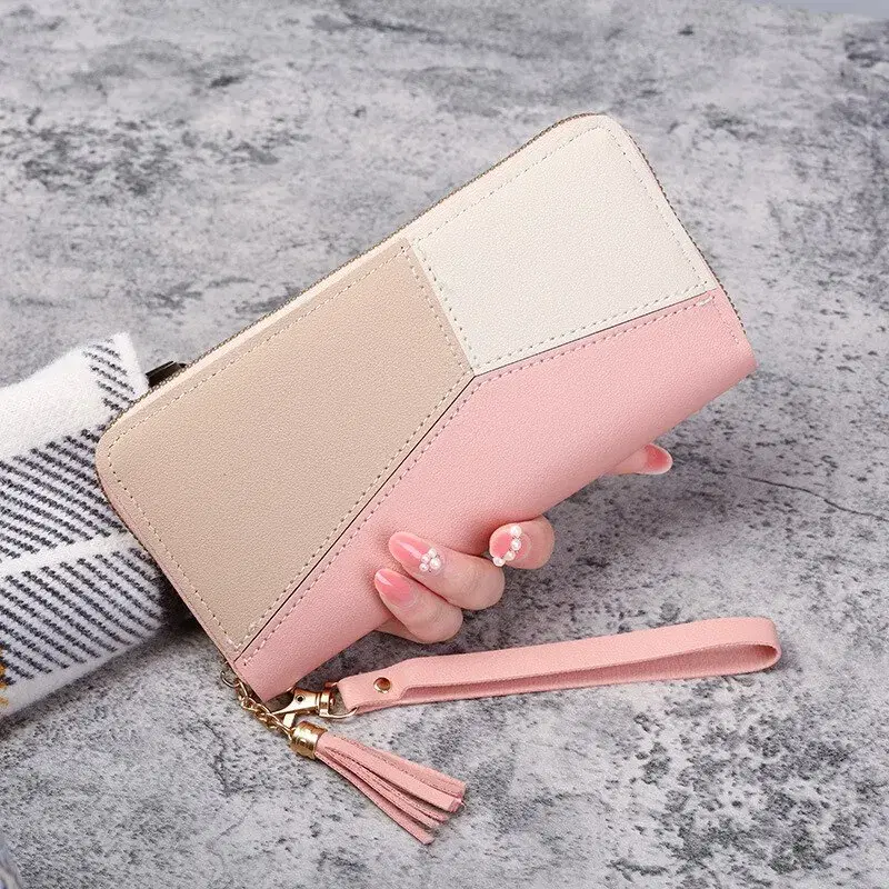 Colorblock PU Leather Zip Wallet — view 2