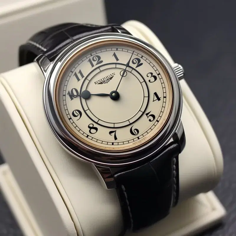 Men Leather Watch Classic Dial