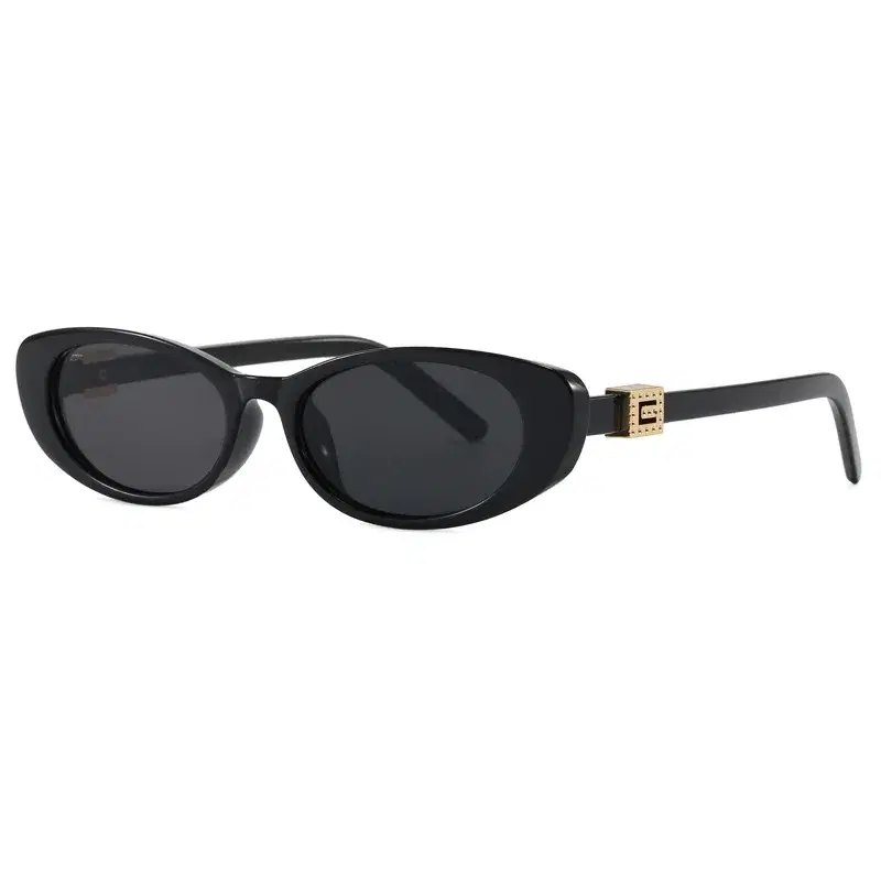 Oval Rivet Sunglasses, Black Frame