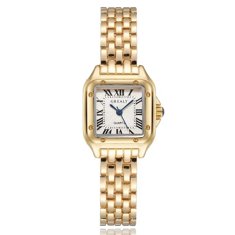 Two-Tone Square Quartz Wristwatch