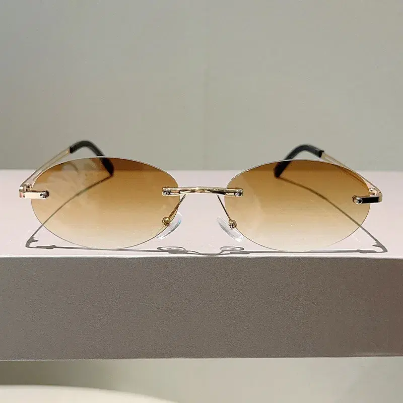 Rimless Oval Sunglasses Gradient