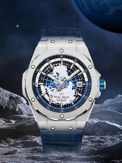 World Time Automatic Mechanical Wristwatch for Men