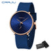Elegant Round Quartz Watch With Sub Second Dial Aura - Blue Rose