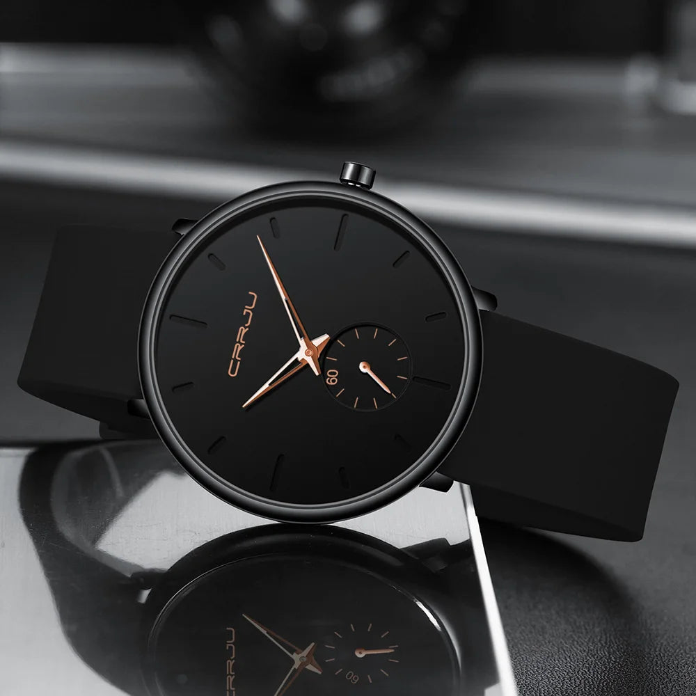 Elegant Round Quartz Watch With Sub Second Dial Aura