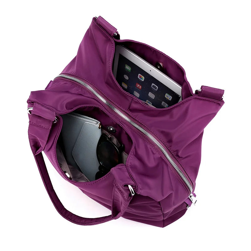 Nylon Tote Bag with Inside Pockets And Adjustable Strap