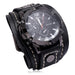 Mens Chronograph Leather Strap Watch with Multi Dial - Black