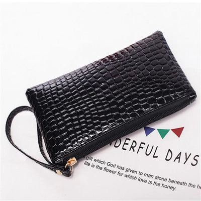 Crocodile PU Leather Wristlet Wallet Coin Purse