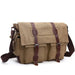 Messenger Bag with Flap Front Pocket Buckled Straps - Khaki Big