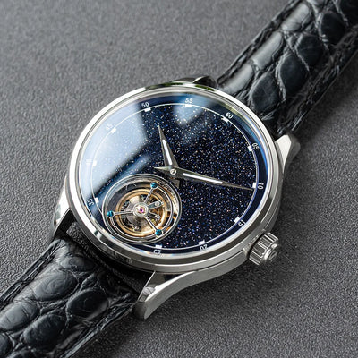 Tourbillon Mechanical Watch with Starry Dial Effect