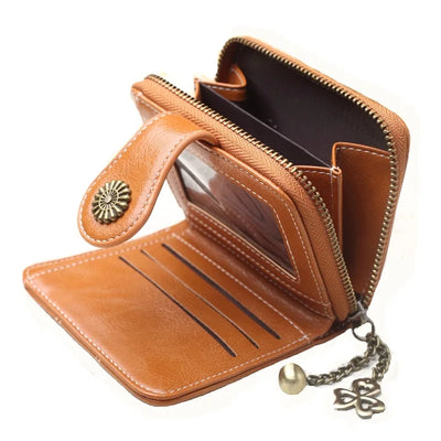 Vintage Wallet with Floral Strap Zipper Coin Pocket