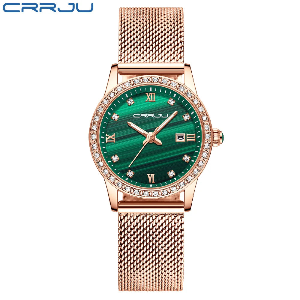 Radiant Mesh Watch with Crystal Bezel and Date Edition
