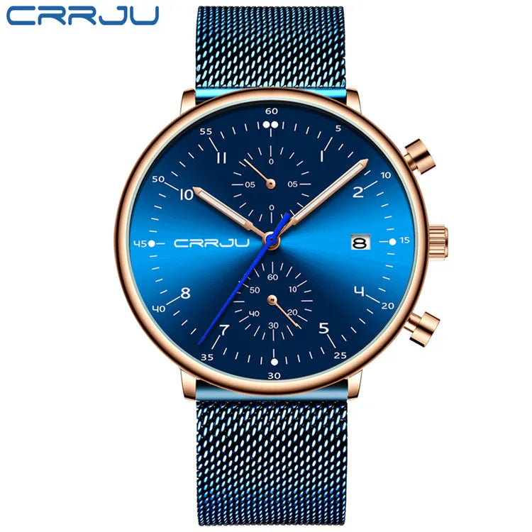 Sleek Chronograph Timepiece With Mesh Band Heritage