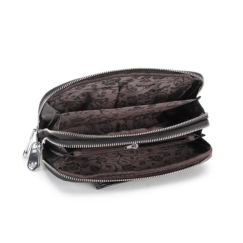 Long Zip Wallet with Wrist Strap for Phone Card