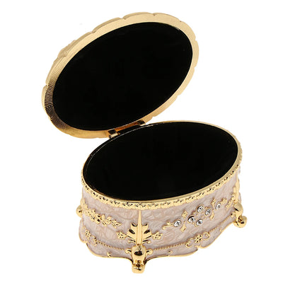 Ornate Velvet Jewelry Box with Crystal Ring Holder