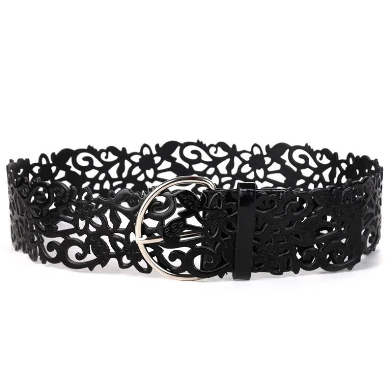 Wide Floral Cutout Belt for Women Chain Belt Premium