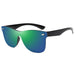 Sunglasses Rimless Square Mirrored Lenses Classic - Black Green