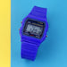 Digital Watch with Rubber Strap LED Display Chronograph - Deep Blue