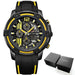 Chronograph Sport Wristwatch with Silicone Strap - Yellow Box