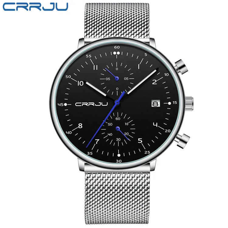 Sleek Chronograph Timepiece With Mesh Band Heritage