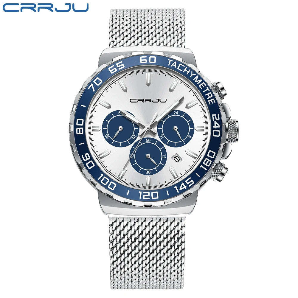 Tachymeter Chronograph Mesh Strap Watch For Daily Wear
