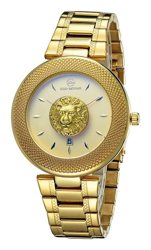 Watch Featuring Lion Motif And Calendar Display
