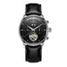 Mens Automatic Wristwatch Open Heart Elegant Classic - Leather Black