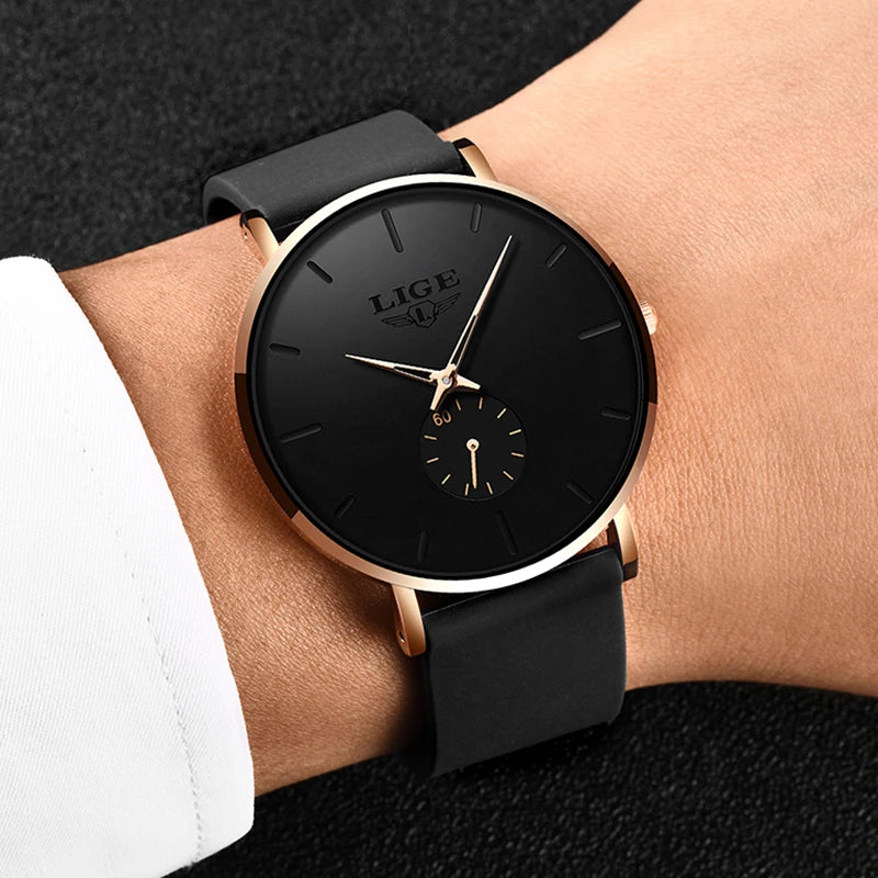 Minimalist Dial Men's Watch with Subdial Ultra Thin