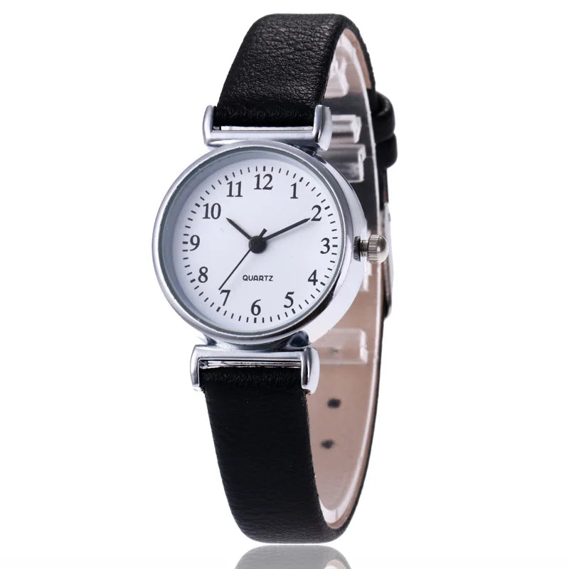 Women Round Analog Quartz Leather Band Watch Gift