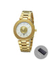 Watch with Complete Calendar Lion Dial - Gold White