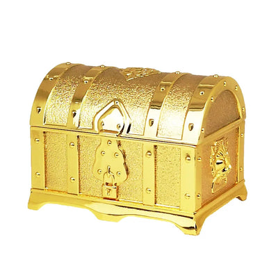 Vintage Metal Treasure Chest Jewelry Box Lock