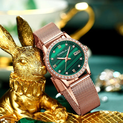 Radiant Mesh Watch with Crystal Bezel and Date Edition