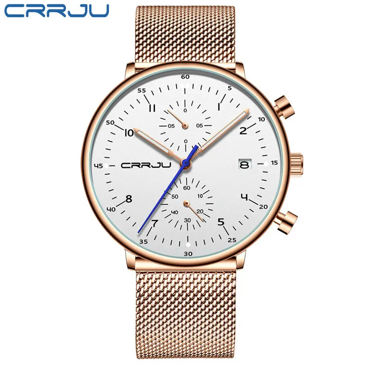 Sleek Chronograph Timepiece With Mesh Band Heritage