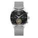 Mens Automatic Wristwatch Open Heart Elegant Classic - Steel Black