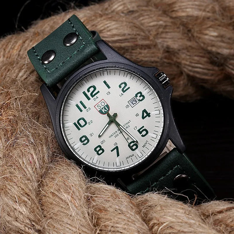 Sport Quartz Wristwatch Military Style Large Numerals