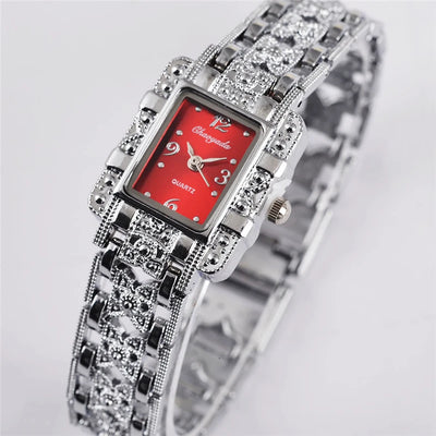 Rectangle Dial Quartz Wristwatch with Bracelet Style