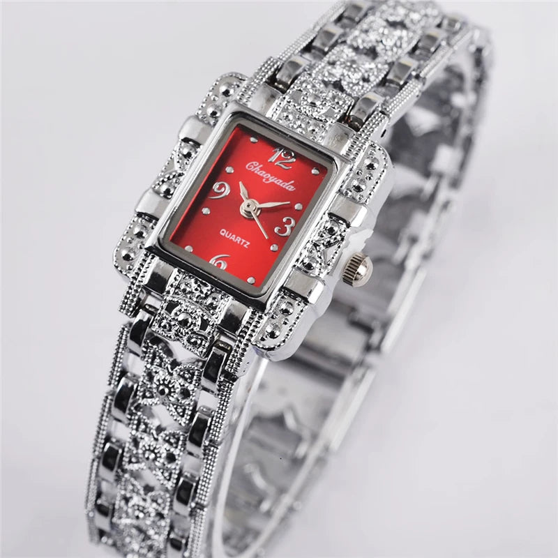 Rectangle Dial Quartz Wristwatch with Bracelet Style