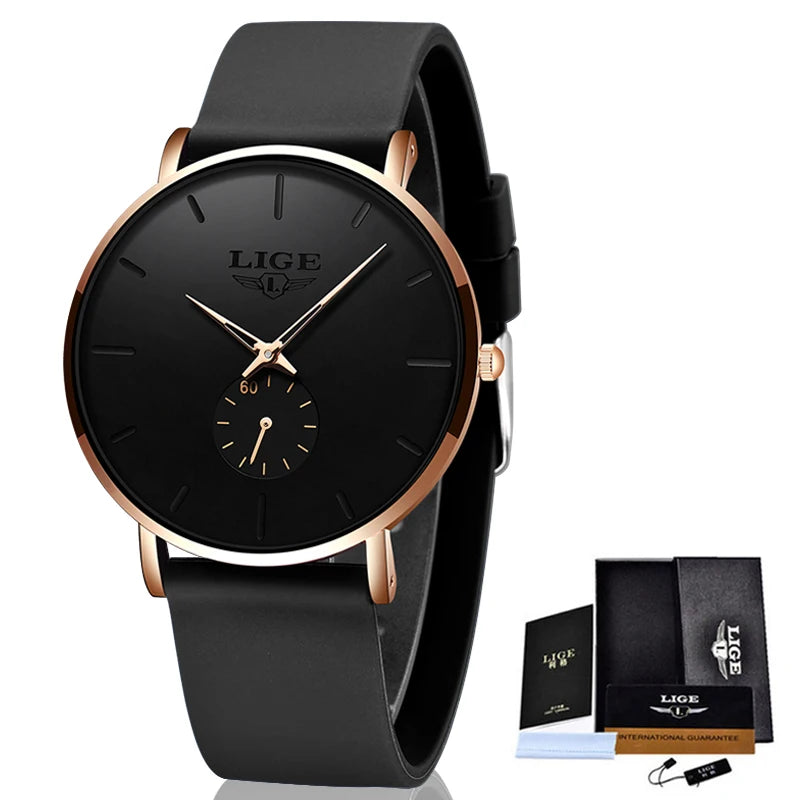 Minimalist Dial Men's Watch with Subdial Ultra Thin