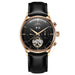 Open Heart Tourbillon Watch with Leather Strap - Rose Black