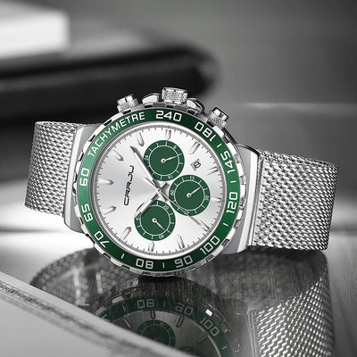Tachymeter Chronograph Mesh Strap Watch For Daily Wear