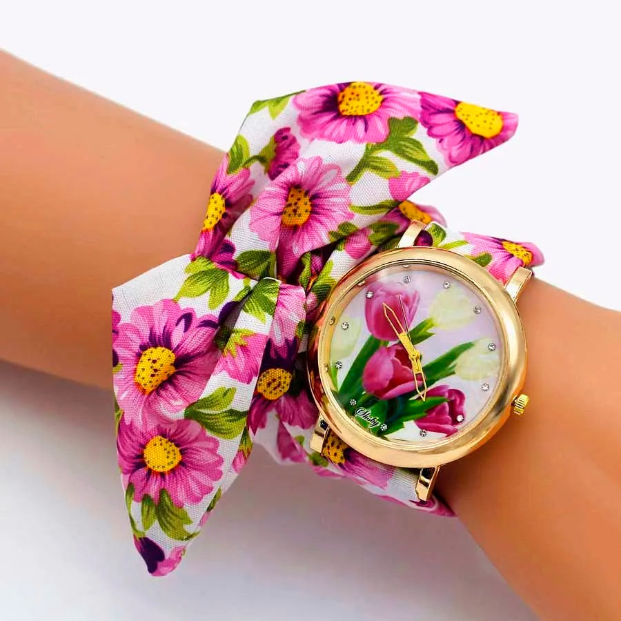 Floral Watch With Decorative Dial Embellishments