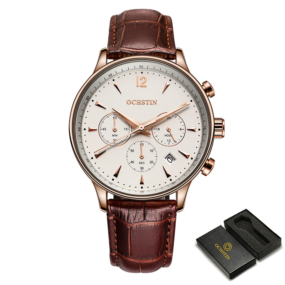 Classic Men’s Quartz Watch – Leather Strap & Date Display