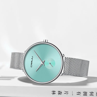Minimalist Mesh Dial Watch With Subdial For Everyday