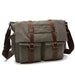 Messenger Bag with Flap Front Pocket Buckled Straps - Grey Big