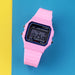 Digital Watch with Rubber Strap LED Display Chronograph - Pink