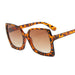 Oversized Square Sunglasses with Mirror Lenses UV400 - Leopard