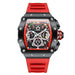 Chronograph Watch with Luminous Skeleton Dial - Red