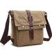 Messenger Bag with Flap Front Pocket Buckled Straps - Khaki Small