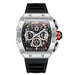 Chronograph Watch with Luminous Skeleton Dial - Silver Black