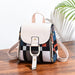 Splicing Backpack Plaid Pattern Multi Function - Beige